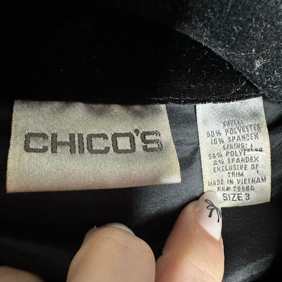 Chicos Black Velvet Snap Front Shirt Shacket Jacket Size 3 Xl - Picture 2 of 9